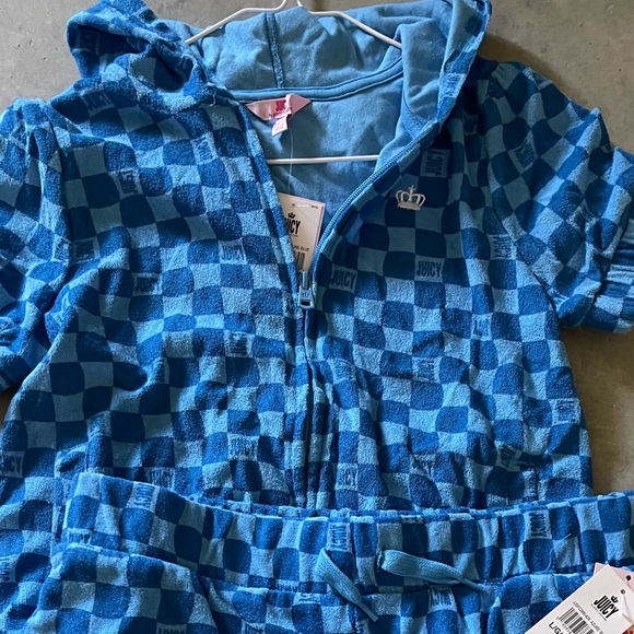 Juicy Couture Kids Blue Checkered Hoodie Set - Picture 1 of 5